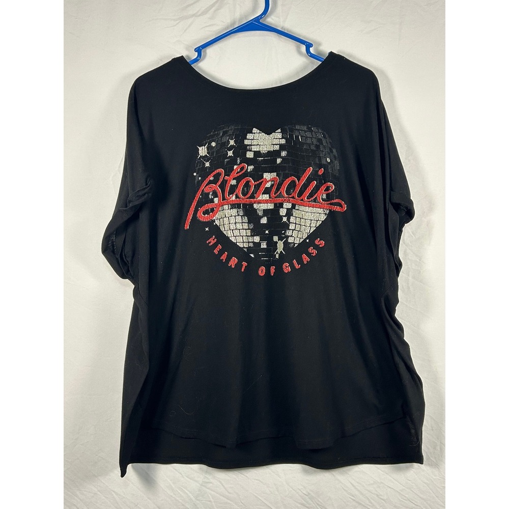 Terra & Sky Blondie Graphic Tee Womens 2X Black Heart of Glass Disco Ball Shirt
